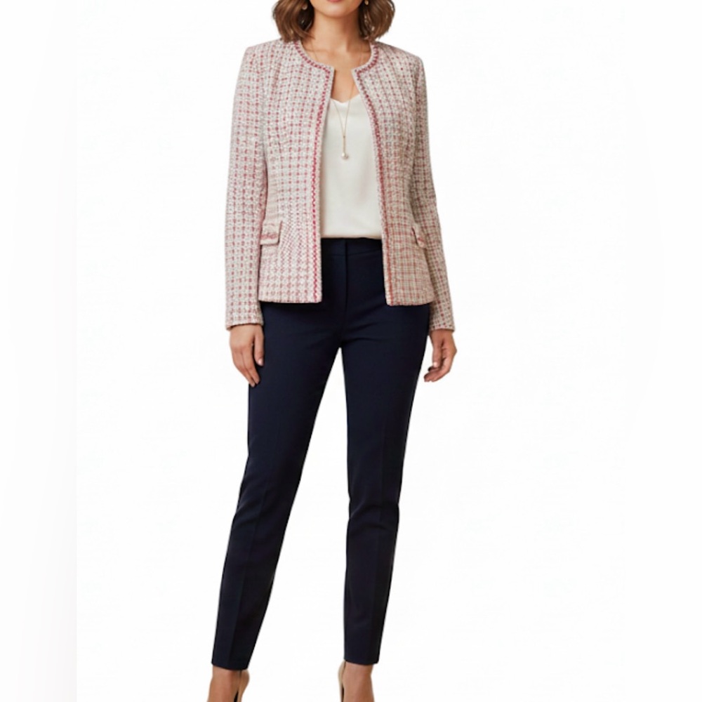 St. John Collection Red and White Tweed Blazer
